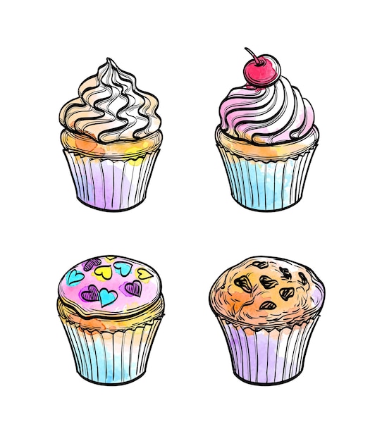 Muffins and cupcakes set