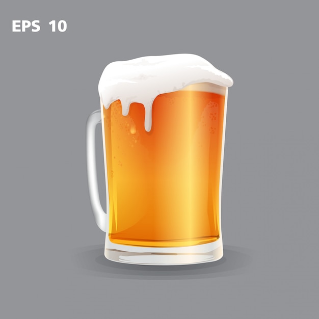 Mug of beer isolated on a grey background vector