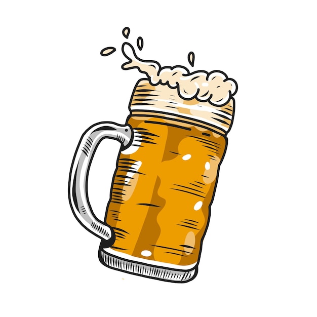 A mug of beer with a foamy beer foam.