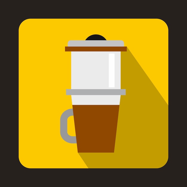 Vector mug for coffee icon in flat style with long shadow dishes symbol