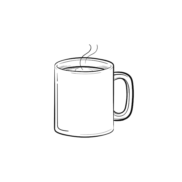 Tazza di bevanda calda icona di doodle di contorni disegnati a mano. tazza da caffè con illustrazione di schizzo di vettore di vapore per stampa, web, mobile e infografica isolato su priorità bassa bianca.