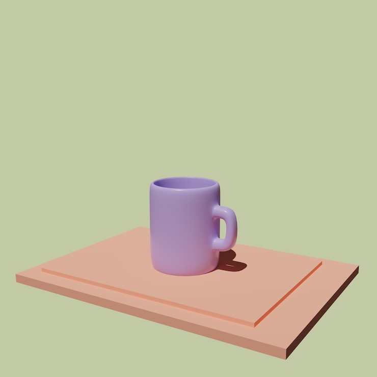 Vector mug and plate concept realistic 3d object cartoon style
