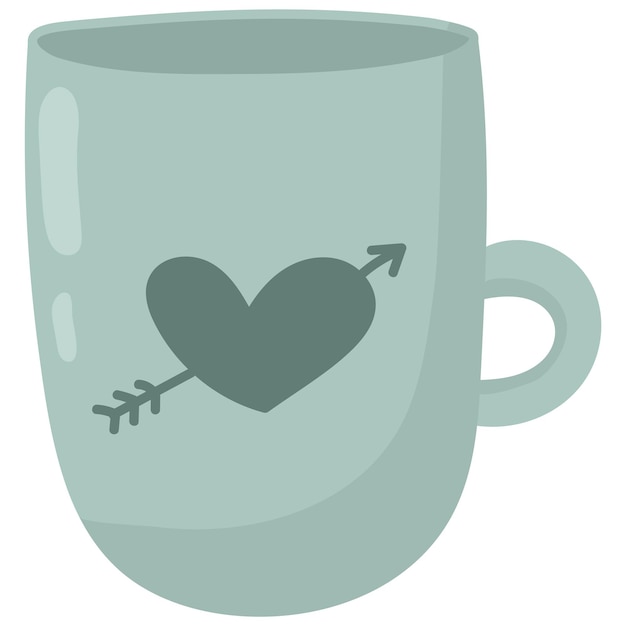 Vector a mug with a heart on it that has an arrow through it