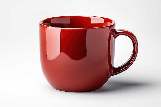 Vector mug with red an white stripes on a white isolated background