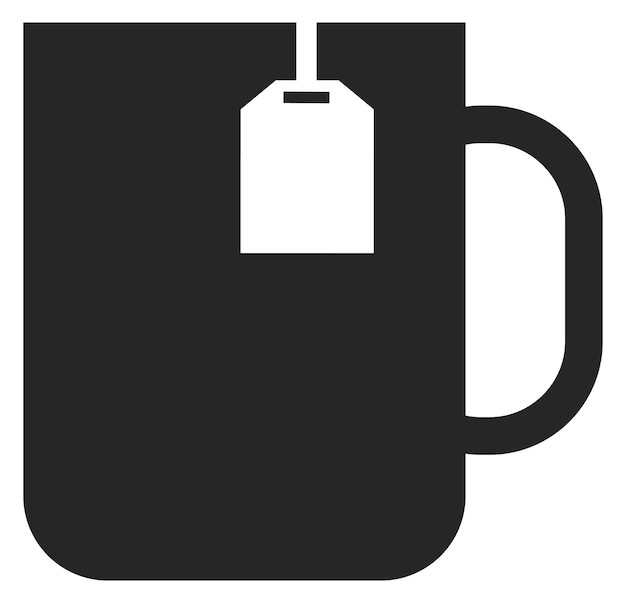 Vector mug with tea bag label hot drink black icon