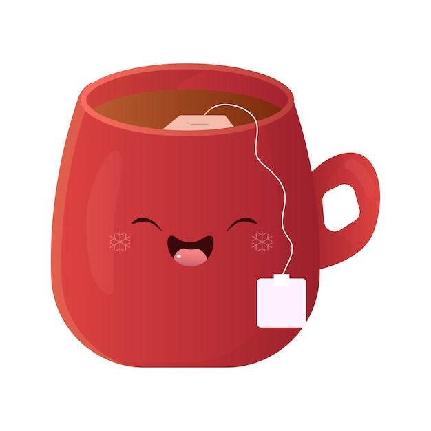 Vector mug with tea winter warm drink cute mug vector illustration