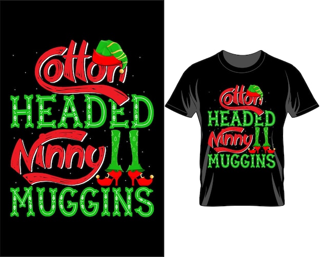 Muggins met katoenen kop Kerst citaten t-shirt ontwerp vector