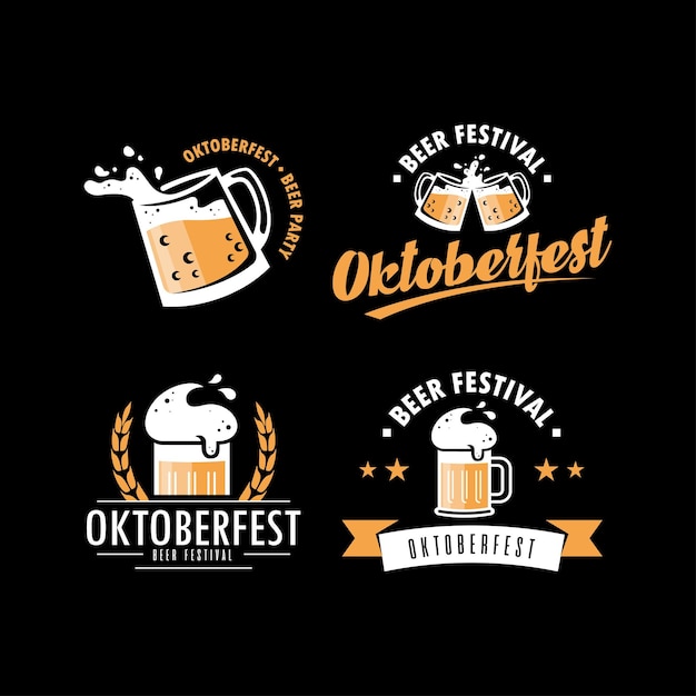 Mugs of beer oktoberfest logos. premium vector set