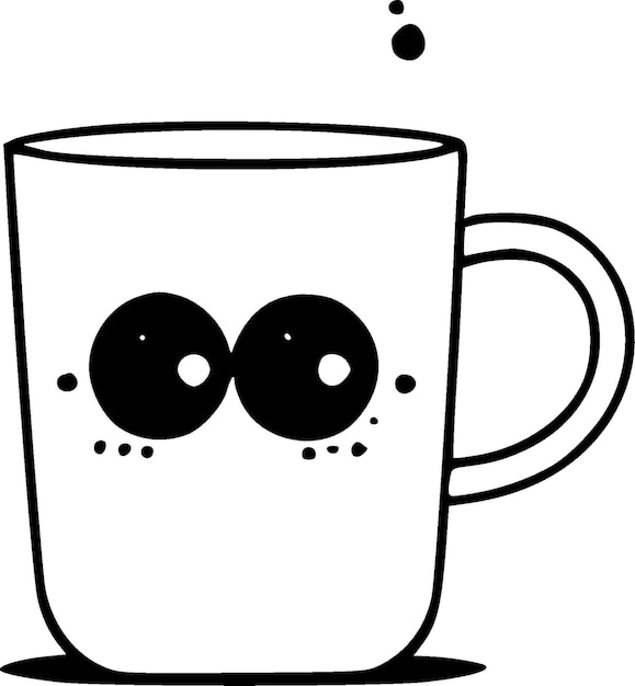 Mugs Black and White Isolated Icon Vector illustration