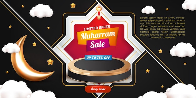 Muharram grande vendita banner modello 3d podio