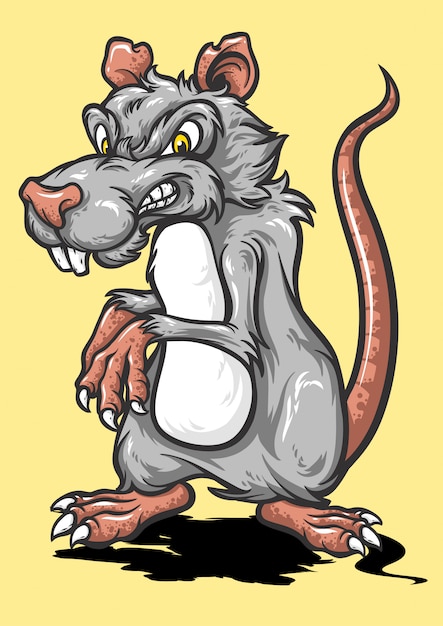 Vector muis cartoon met boos gezicht