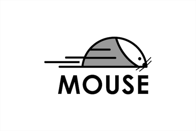 Muis dier rat snel verplaatsen uitvoeren concept logo ontwerp vector pictogram web technologie software overdracht