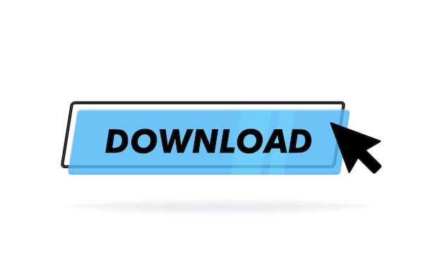 Muiscursor klikt op de downloadknop. vector illustratie