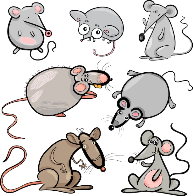 muizen en ratten cartoon afbeelding instellen