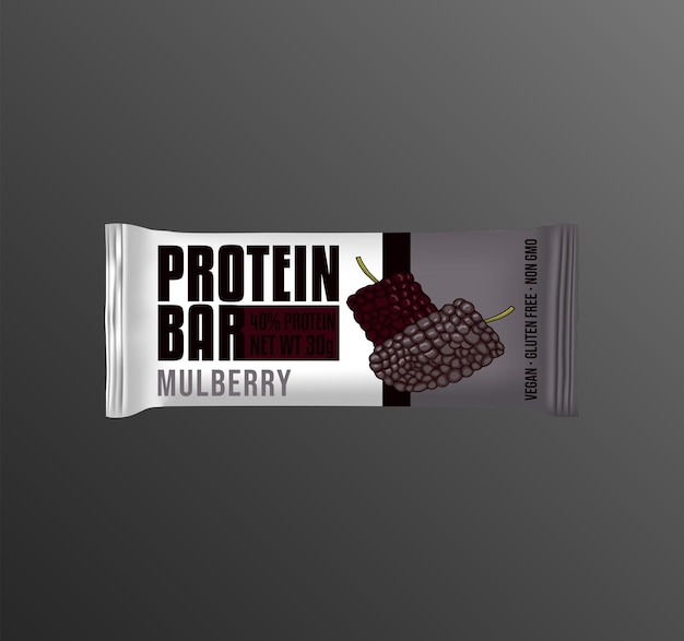 Vector mulberry protein bar label design template