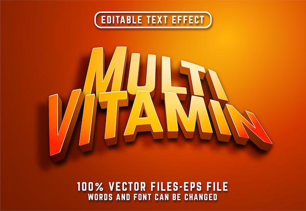 Effetto testo multivitaminico. testo modificabile con vettori al 100%