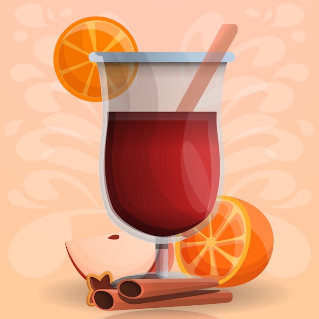 Vector mulled wine cartoon style