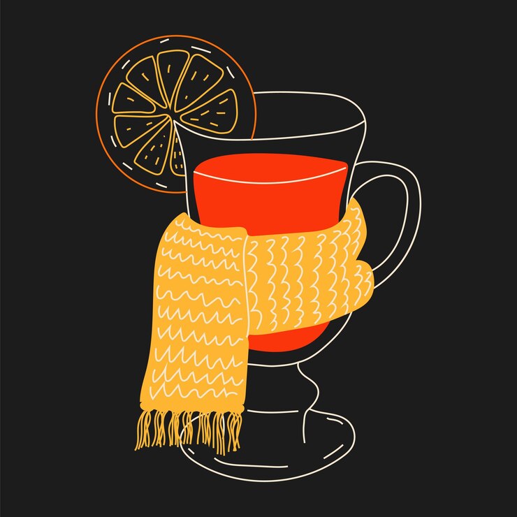 Vector mulled wine in a cup