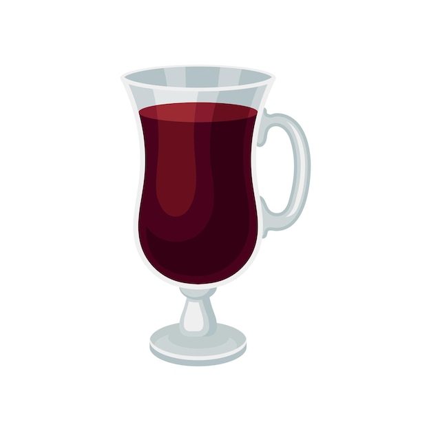 Mulled wine in glass with handle delicious alcoholic beverage flat vector element for advertising banner or poster