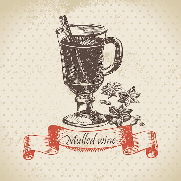 Mulled wine. hand drawn illustration