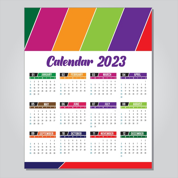 Vector multi color calendar design