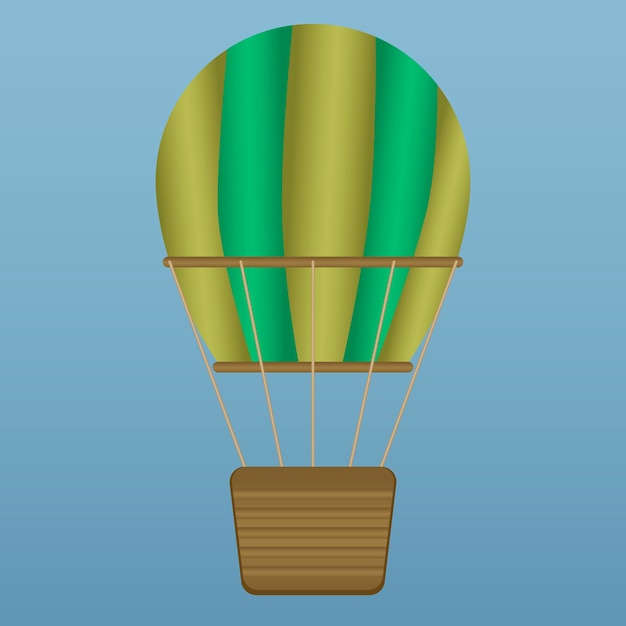 Vector multi-colored balloon with a wooden basket. vector