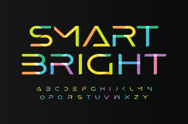 Multi colored bright font alphabet letters kids type for digital festive logo children it event