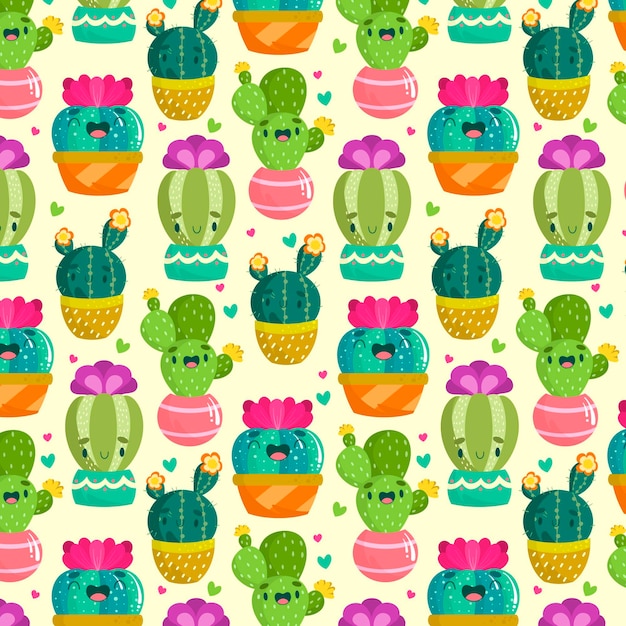 Vector multi colored cactus pattern