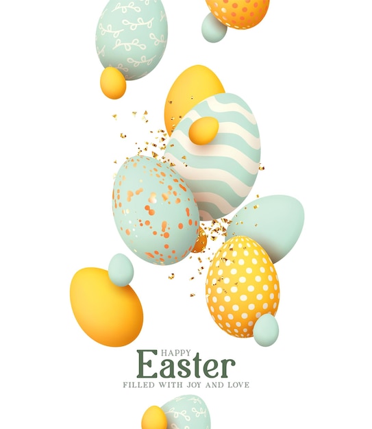 Multi-colored Easter eggs. Festive Easter background. Vector illustration