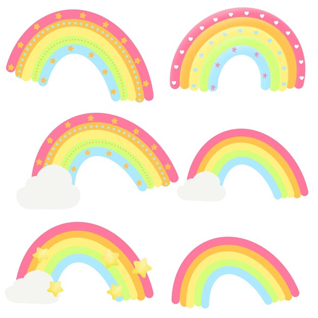 Vector multi colored rainbow shape collection design vector illustration
