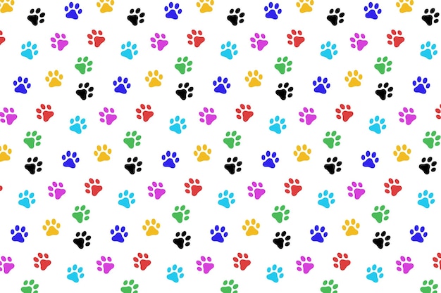 Multi Colour Paw Prints Background