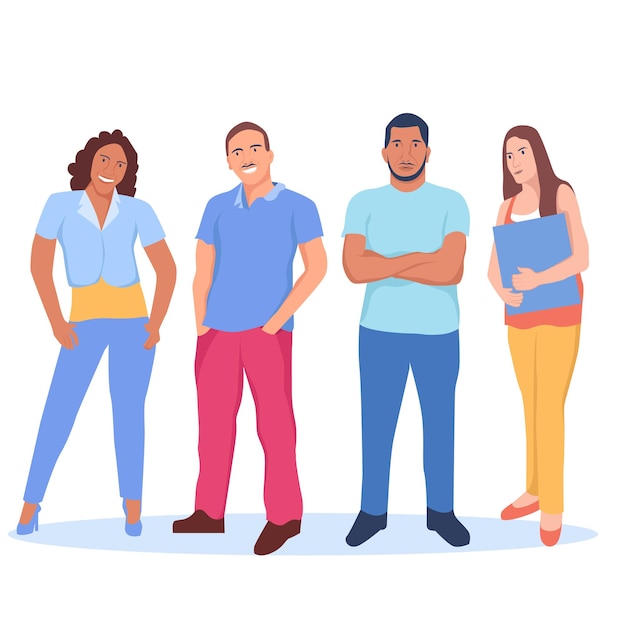 Vector multi ethnic group of people standing together