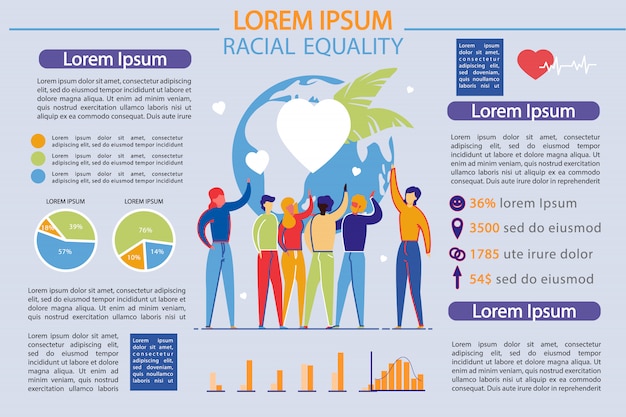 Vector multi ethnic people in racial equality infographic template