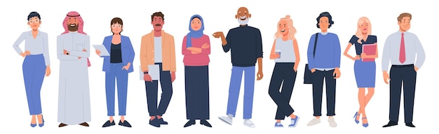 Multi-etnische zakenmensencollectie Mannen vrouwen verschillende leeftijden races kantoorkleding_ai_generated