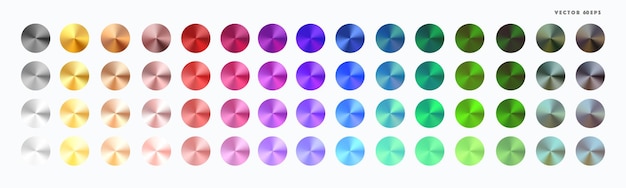Multi gekleurde radiale gradiëntset verzameling van glanzende folie in het palet van regenboogkleuren