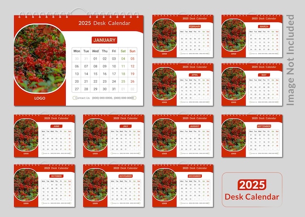 Multi-pagina tafel kalender ontwerp met bewerkbare inhoud