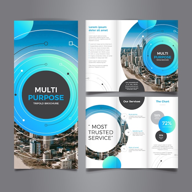 Vector multi purpose corporate trifold brochure