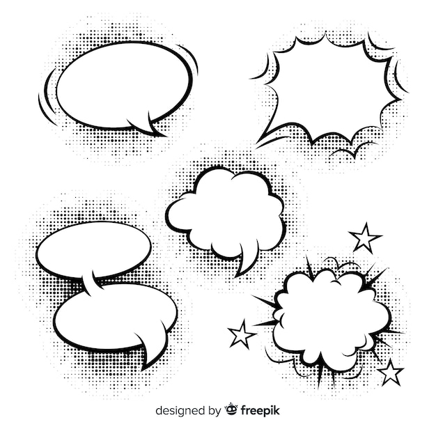 Vector multi shapes blank comic speech bubbles