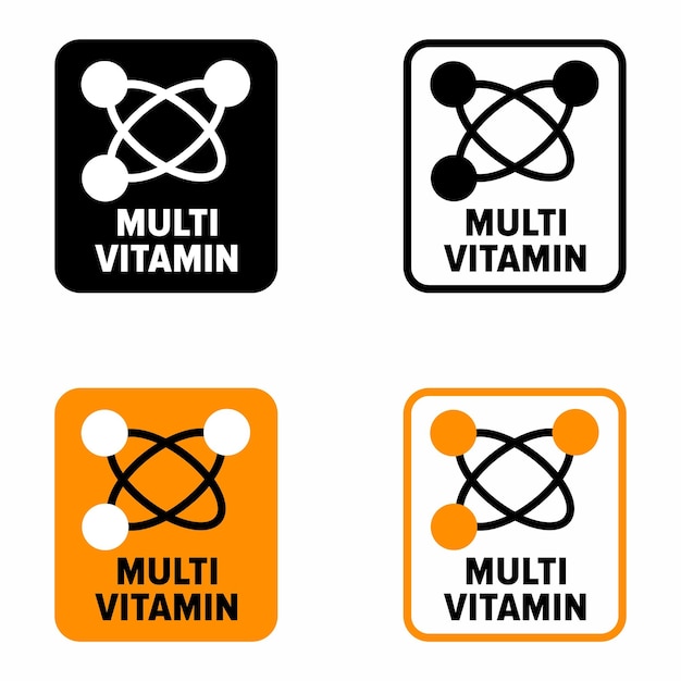 Multi Vitamin containing food, product, cosmetic and medicine information sign