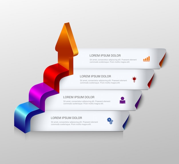 Multicolor arrow grow steps infographics template