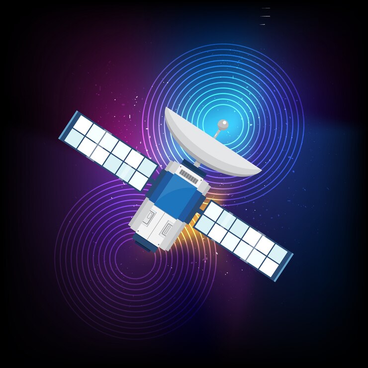 Vector multicolor background with satellite