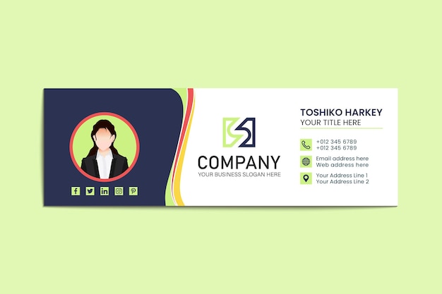 Multicolor Business email signature template in flat style