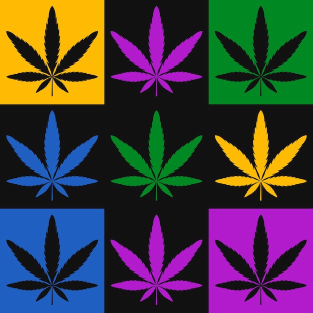 Multicolor Cannabis Leaf pattern sticker vector illustration