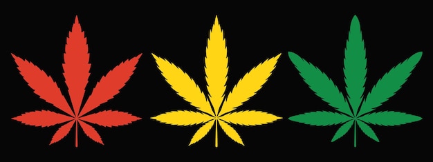 Illustrazione multicolore di vettore delle icone del modello della foglia di cannabis