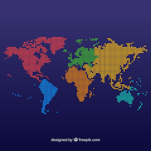 Multicolor dot world map design