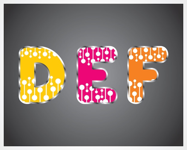 multicolor Doted style alphabet letters A to Z Set