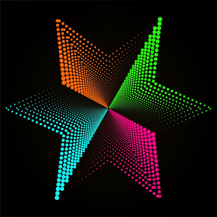 वेक्टर multicolor dotted spiral vortex star vector mandala illustration