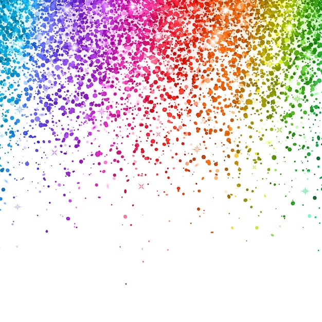 Vettore glitter multicolori che cadono su sfondo bianco. illustrazione vettoriale