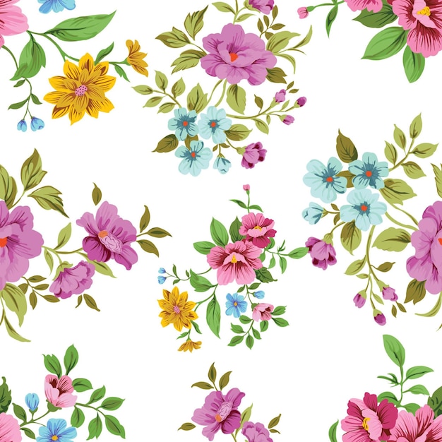 Vector multicolor floral pattern