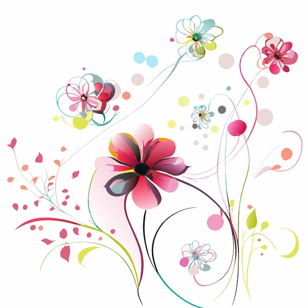 Vector multicolor flower patterns backgroundthick lines detail illustrations outlines vector illustration